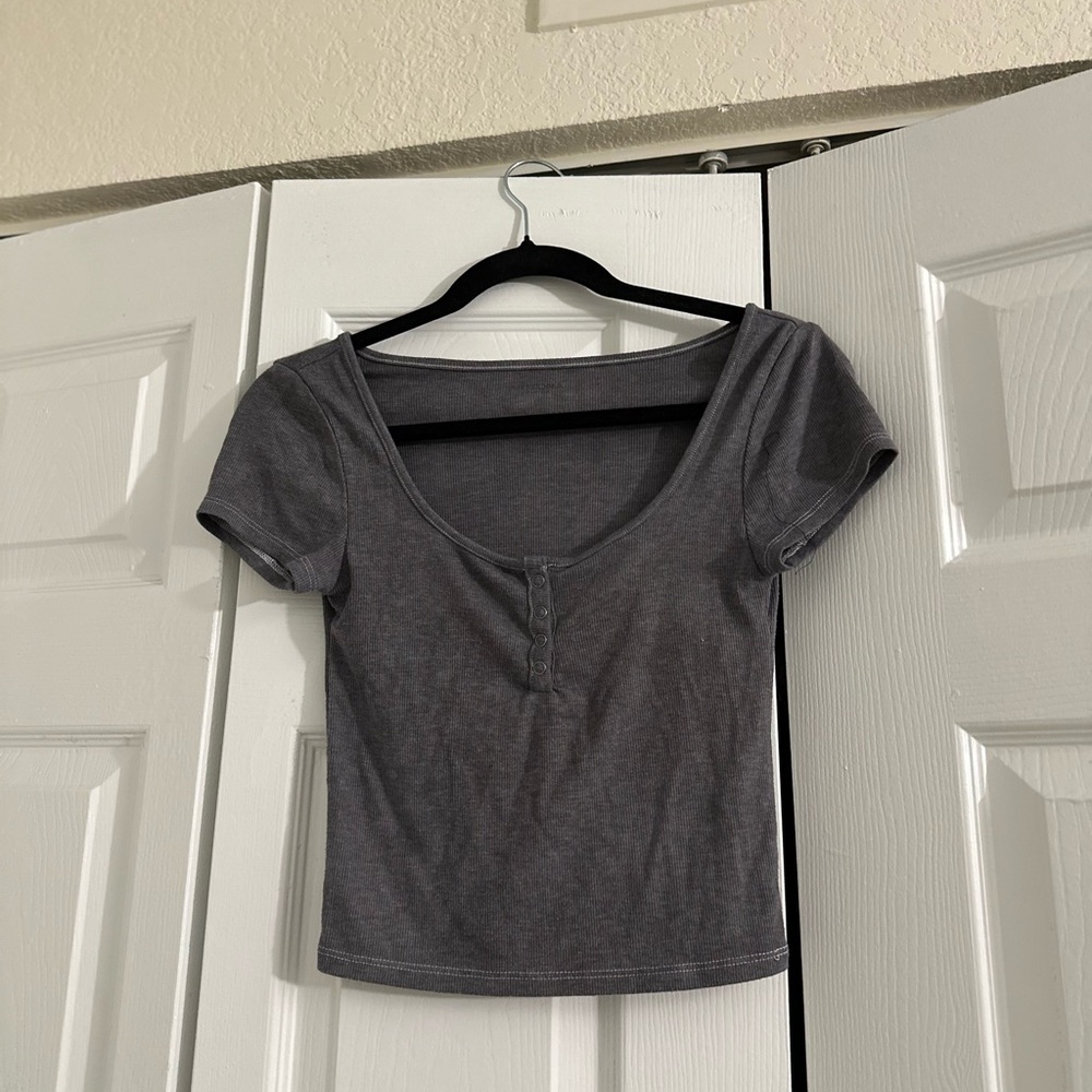 Charcoal Grey Women's Scoop Neck Top